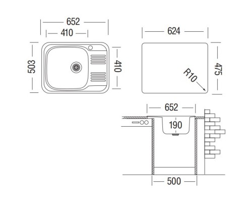 Кухонная мойка полированная сталь Ukinox Гранд GRP652.503 -GT8K 2L