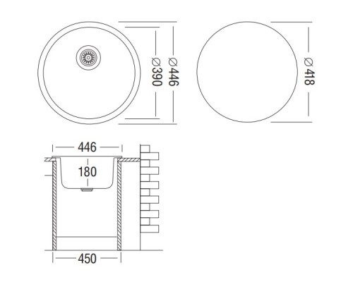 Кухонная мойка декоративная сталь Ukinox Фаворит FAL446 -GT6K 0C
