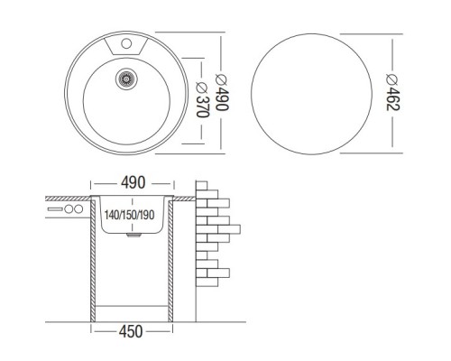 Кухонная мойка декоративная сталь Ukinox Фаворит FAL490 -GT8K 0C