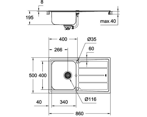 Кухонная мойка Grohe K500 нержавеющая сталь 31571SD0