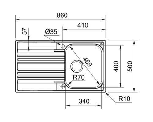 Кухонная мойка Franke Smart SRX 611-86 полированная сталь 101.0368.249