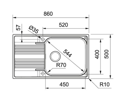 Кухонная мойка Franke Smart SRX 611-86 XL полированная сталь 101.0368.321