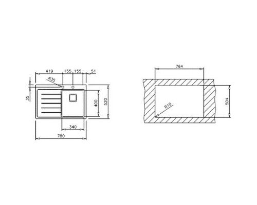 Кухонная мойка Teka Zenit RS15 1B 1D L 78 полированная сталь 115100009