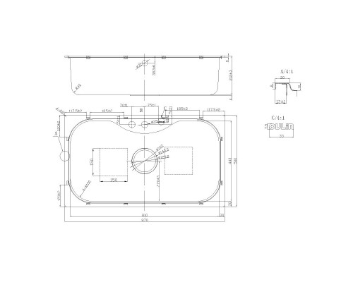 Кухонная мойка Oulin матовая сталь OL-330