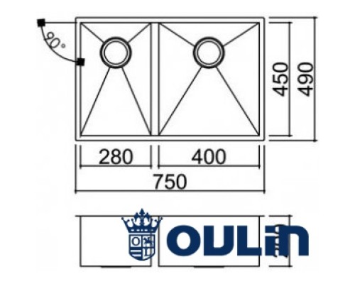 Кухонная мойка Oulin матовая сталь OL-F202