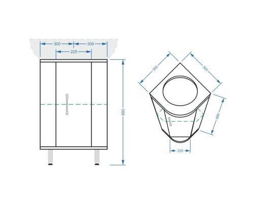 Тумба угловая белый глянец/белый матовый 30x30 см Stella Polar Концепт SP-00000156