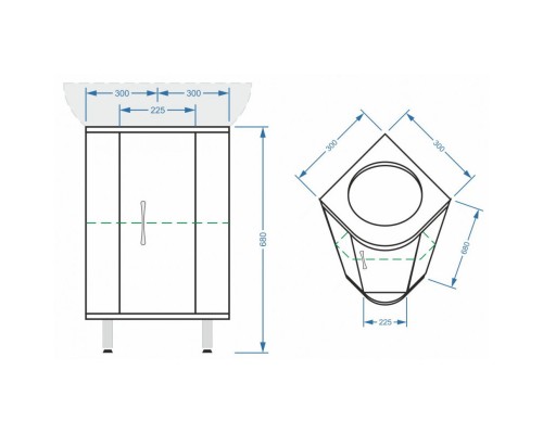 Тумба с раковиной белый глянец/белый матовый 36x36 см Stella Polar Концепт SETSP-00000156/VERSAWB01