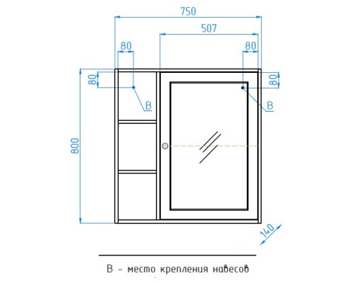 Зеркальный шкаф 75x80 см венге Style Line Кантри ЛС-00000032