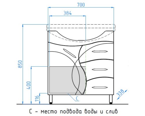 Тумба с раковиной белый глянец 75,5 см Style Line Амелия ЛС-00000010 + ЛС-00000150