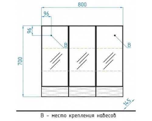 Зеркальный шкаф 80x70 см техно платина Style Line Ассоль ЛС-00000328