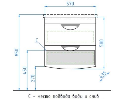 Тумба с раковиной белый глянец 60 см Style Line Жасмин-2 ЛС-00000728 + ЛС-00000155