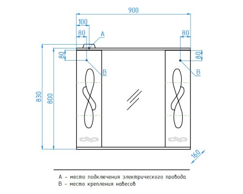 Зеркальный шкаф 90x83 см белый глянец Style Line Венеция ЛС-00000264