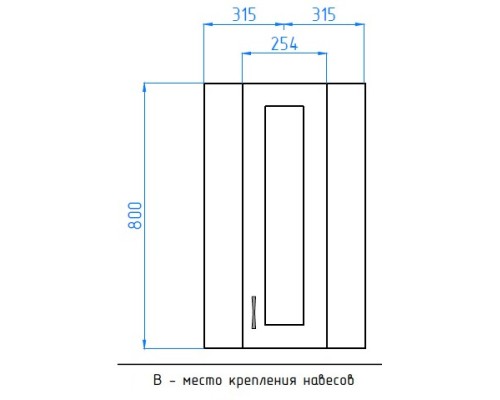 Шкаф одностворчатый подвесной 31,5x80 см белый глянец Style Line ЛС-00000134