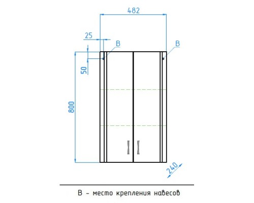 Шкаф двустворчатый подвесной 48,2x80 см белый глянец Style Line ЛС-00000196