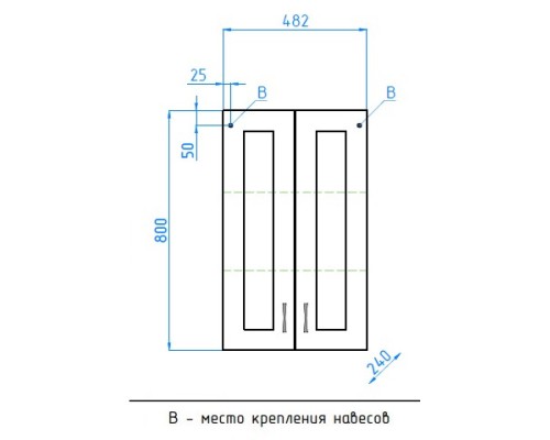 Шкаф двустворчатый подвесной 48,2x80 см белый глянец Style Line ЛС-00000352