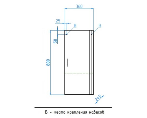 Шкаф одностворчатый подвесной 36x80 см белый глянец Style Line ЛС-00000197