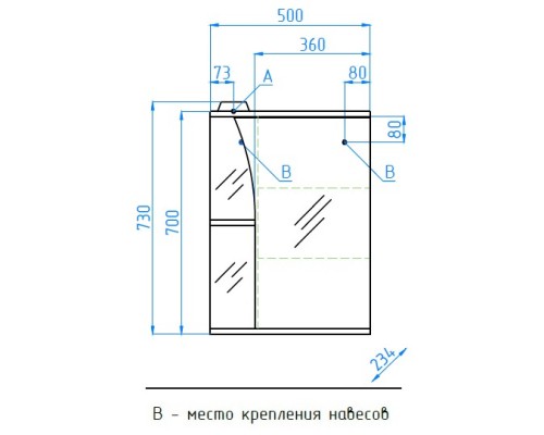 Зеркальный шкаф 50x73 см белый глянец Style Line Виола ЛС-00000117