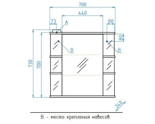 Зеркальный шкаф 70x73 см белый глянец Style Line Лира ЛС-00000123