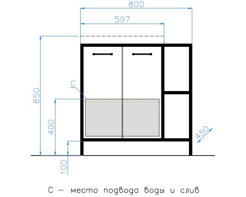 Тумба с раковиной бетон/черный 80 см Style Line Лофт ЛС-000010019 + ЛС-00000721