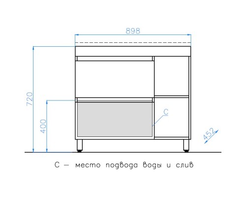 Тумба с раковиной соната/черный 89,8 см Style Line Берлин СС-00002249 + СС-00002252