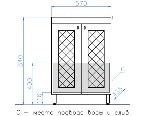 Тумба с раковиной белый глянец 60 см Style Line Канна ЛС-00000726 + ЛС-00000155