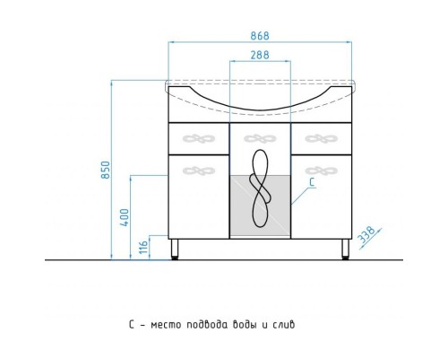 Тумба с раковиной белый глянец 90,5 см Style Line Венеция ЛС-00000260 + ЛС-00000152