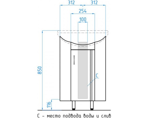 Тумба с раковиной белый глянец 36x36 см угловая Style Line Веер ЛС-00000092 + ЛС-00000166