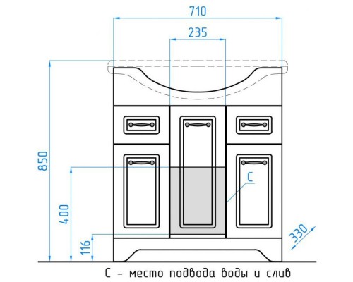 Тумба с раковиной рельеф пастель 76 см Style Line Олеандр-2 ЛС-00000200 + ЛС-00000145