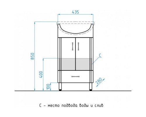 Тумба белый глянец 43,5 см Style Line Эко Стандарт ЛС-00000096