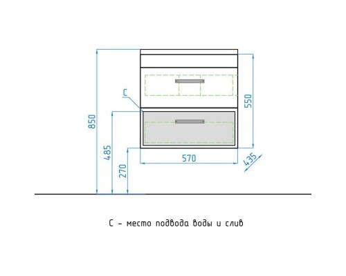 Тумба с раковиной шелк зебрано 60 см Style Line Лотос ЛС-00000489 + ЛС-00000155