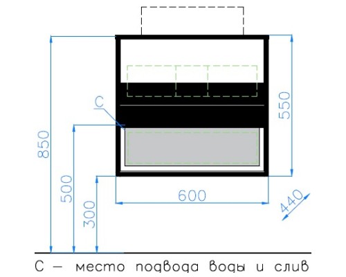 Тумба белый глянец/черный матовый 60 см Style Line Амстердам ЛС-000010040