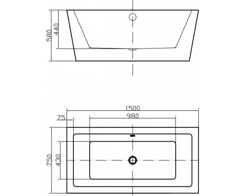 Акриловая ванна 150x75 см Swedbe Vita 8832