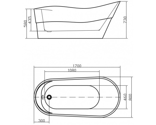 Акриловая ванна 170x80 см Swedbe Vita 8839