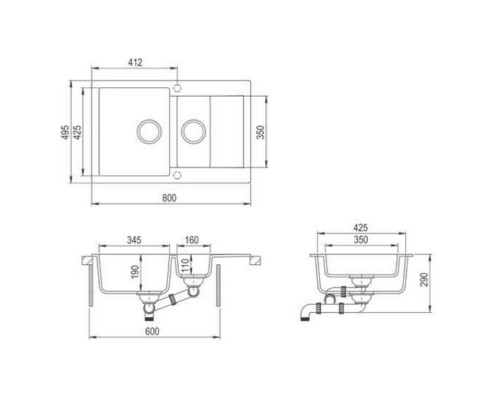 Кухонная мойка Teka Clivo 60 B-TQ черный металлик 40148020