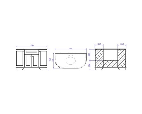 Столешница diano 130x58,5 см Tiffany World York YORM130-1/DNR/h2/1F