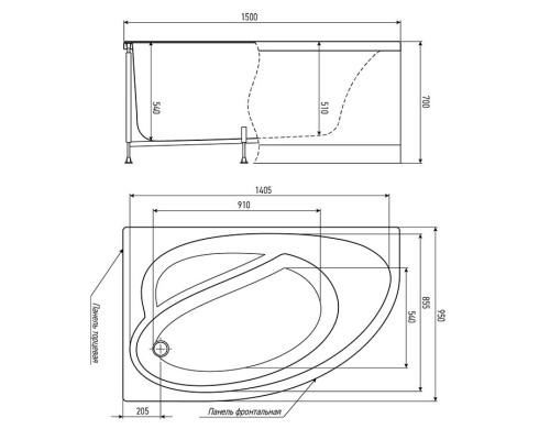 Акриловая ванна 150x95 см Timo Iva IVA1595L