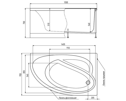 Акриловая ванна 150x95 см Timo Iva IVA1595R