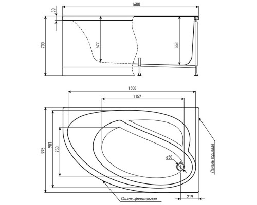 Акриловая ванна 160x99,5 см Timo Iva IVA1610R