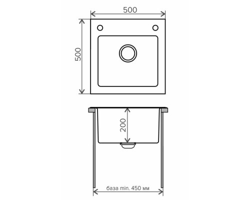 Кухонная мойка Tolero Ceramic Glass нержавеющая сталь/черный TG-500