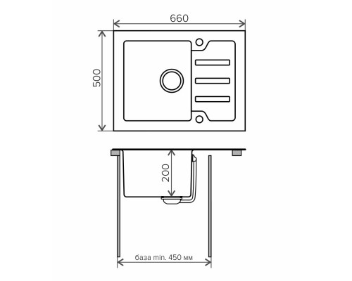 Кухонная мойка Tolero Ceramic Glass нержавеющая сталь/черный TG-660