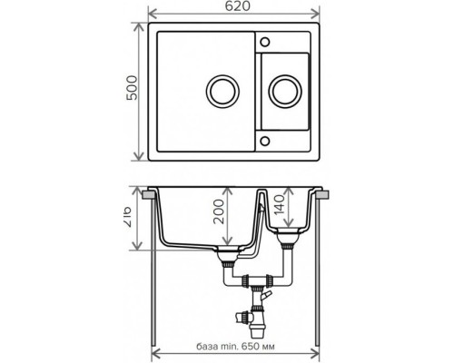 Кухонная мойка Tolero белый R-109 №923