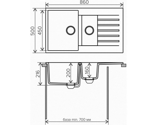 Кухонная мойка Tolero серый металлик R-118 №001