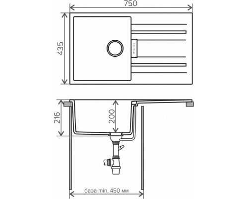 Кухонная мойка Tolero белый TL-750 №923