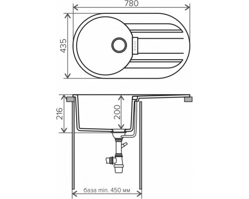 Кухонная мойка Tolero белый TL-780 №923