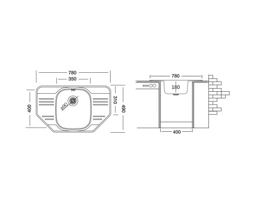 Кухонная мойка полированная сталь Ukinox Гранд GRP780.490 -GT8K 2C