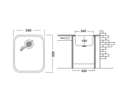 Кухонная мойка полированная сталь Ukinox Модерн MOP340.400 -GT8C
