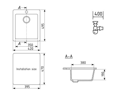 Кухонная мойка Ulgran черный U-404-308