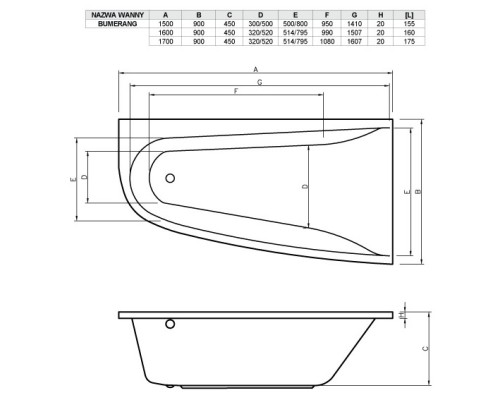 Акриловая ванна 150x90 см правая Vayer Boomerang GL000010851