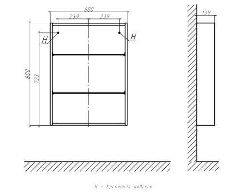 Зеркальный шкаф 60x80 см белый матовый Velvex Klaufs zsKLA.60-216