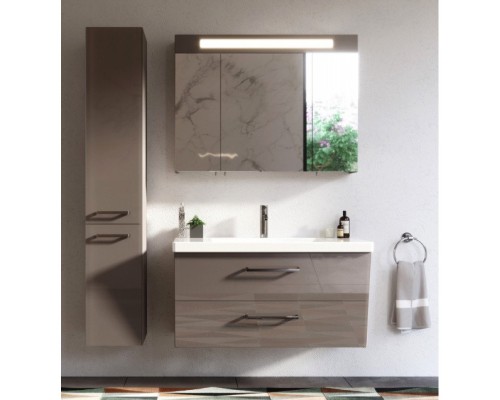 Зеркальный шкаф 110x75 см серо-коричневый глянец Verona Susan SU608G16